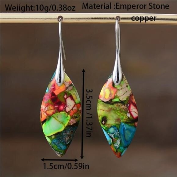 BOHEMIAN Handmade Natural Stone Dangle Women's Earrings Multicolor - Picture 4 of 6